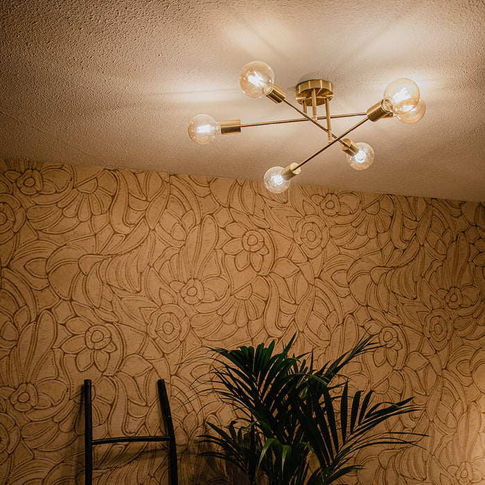 QAZQA Industriële plafondlamp messing 6-lichts  - Sydney