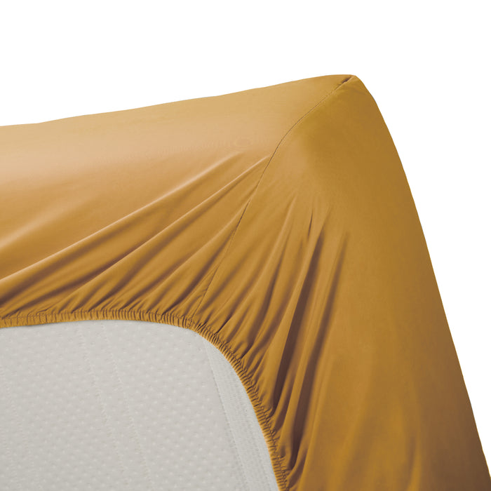 Ambiante Cotton Uni Hoeslaken 160 x 200 cm - Oker