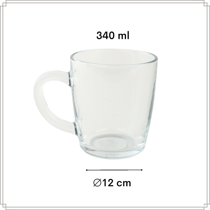 OTIX Theeglazen met Oor 6 stuks Theetassen 340ml Glas Cappuccino La...