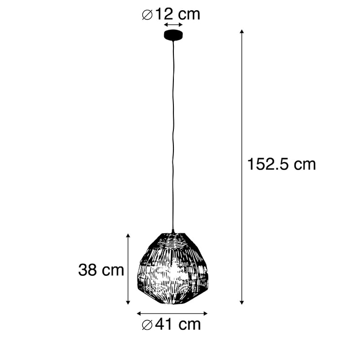 QAZQA Landelijke hanglamp rotan 41 cm - Bishop