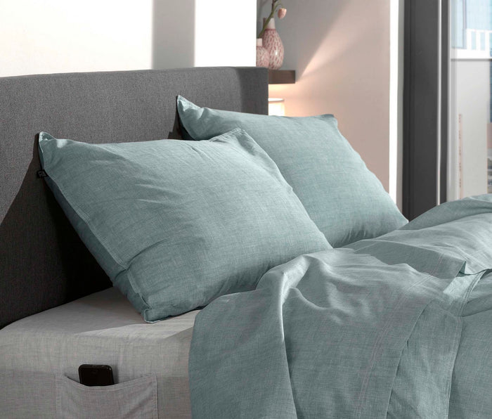 Zo Home Dekbedovertrek Katoen Lino Linnen Look stone blue