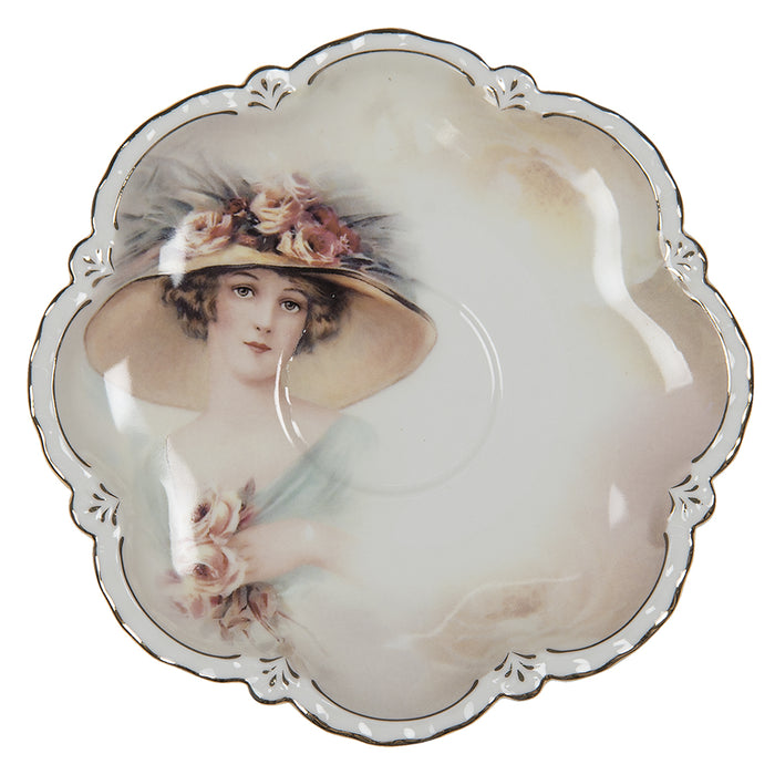 Clayre & Eef Kop en schotel  200 ml Wit Porselein Rond Servies