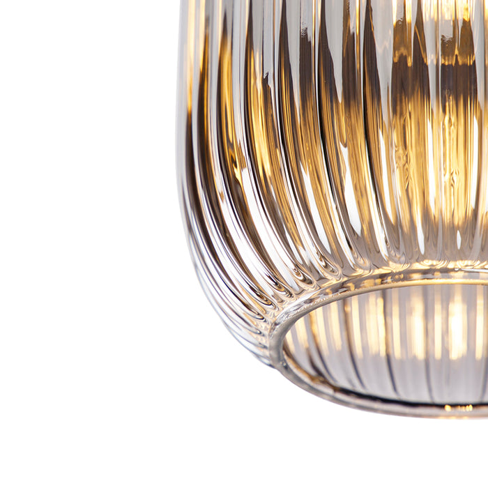 QAZQA Art deco plafondlamp zwart met smoke glas - Banci