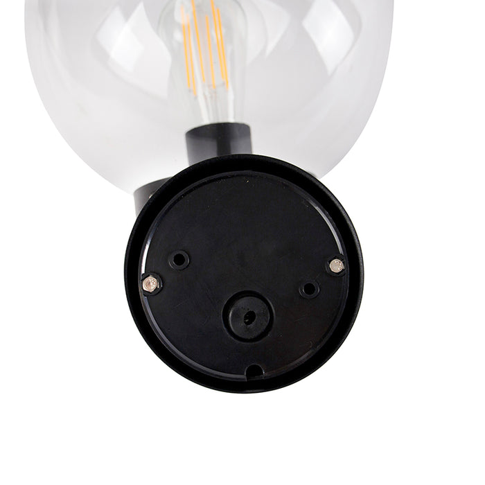 QAZQA Buiten wandlamp zwart met helder glas incl. bewegingsmelder -