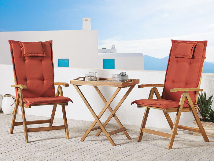 Beliani - JAVA - Bistroset voor 2 - Rood - Acaciahout