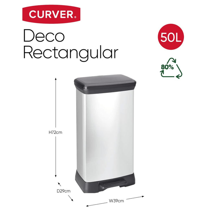 Curver Pedaalemmer Deco 50 L zilverkleurig