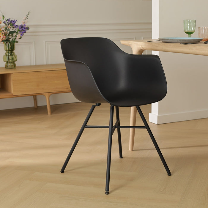 Nolon Noa-Puk Eetkamerstoel Zwart - met Armleuning - Zwart Onderstel