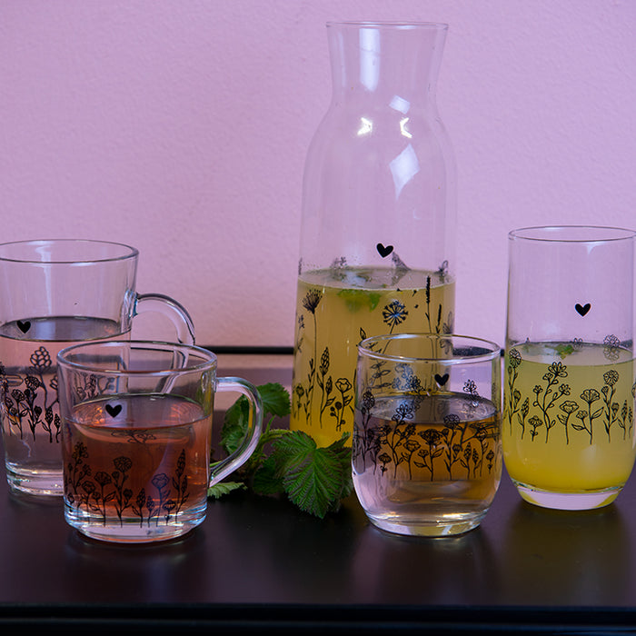 Clayre & Eef Karaf  1000 ml Glas Bloemen Waterkan