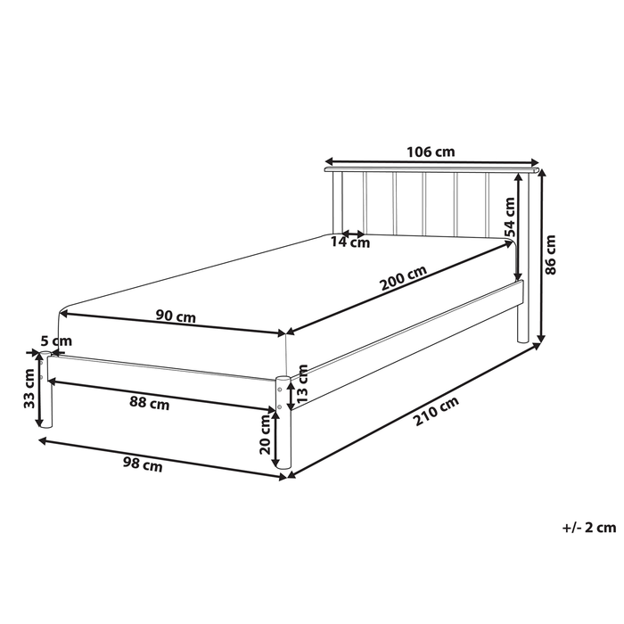 Beliani-BARRET-Eenpersoonsbed-Lichte houtkleur-90 x 200 cm-Dennenhout