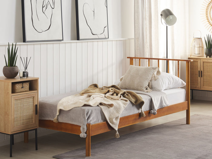 Beliani-BARRET-Eenpersoonsbed-Lichte houtkleur-90 x 200 cm-Dennenhout