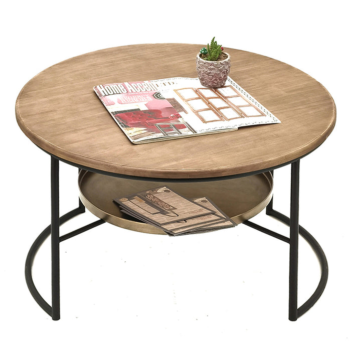 Clayre & Eef Salontafel Ø 81x52 cm Bruin Zwart Hout