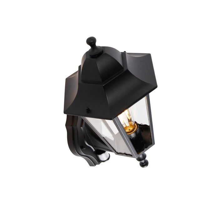 QAZQA Buiten wandlantaarn zwart met bewegingssensor IP44 - Havana