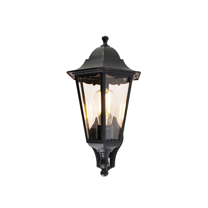 QAZQA Buiten wandlantaarn zwart met bewegingssensor IP44 - Havana