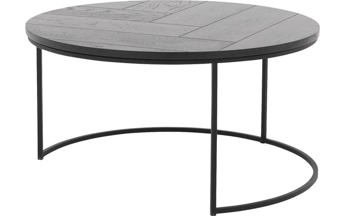 Goossens Salontafel Carte - Visgraat in Eiken gelakt zwart