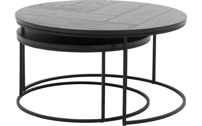 Goossens Salontafel Carte - Visgraat in Eiken gelakt zwart