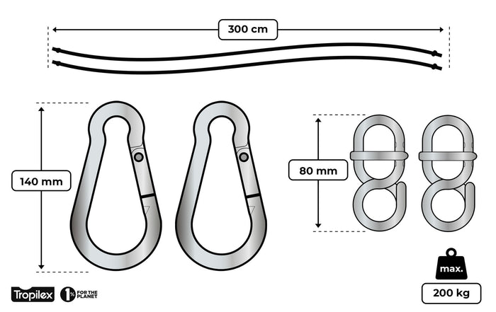 Tropilex® Hangmatbevestiging Simple Black Zwart