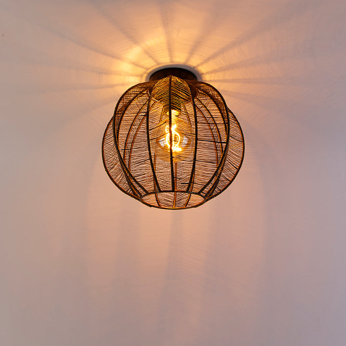 QAZQA Industriële plafondlamp brons met zwart - Dong