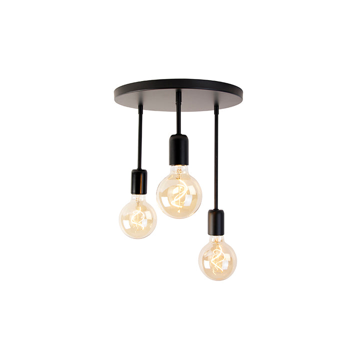 QAZQA Moderne plafondlamp zwart 3-lichts - Facil