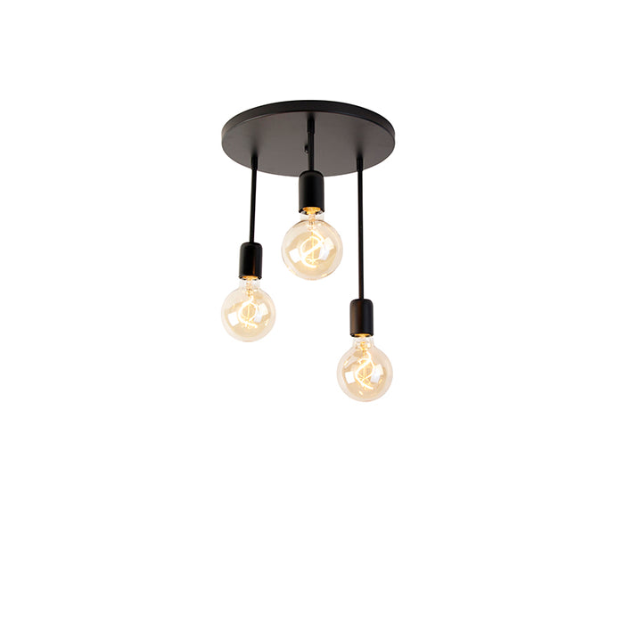 QAZQA Moderne plafondlamp zwart 3-lichts - Facil