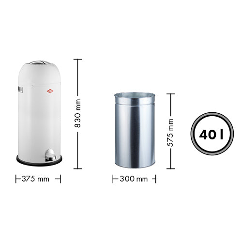 Prullenbak - Wesco Kickmaster Maxi Pedaalemmer - 40 l - Wit