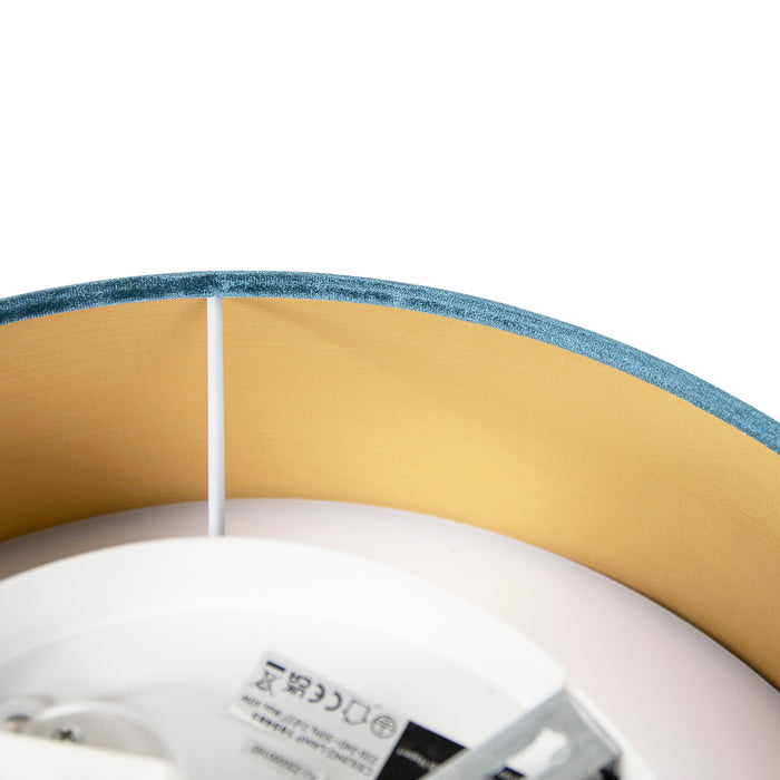 QAZQA Moderne plafondlamp blauw 40 cm met gouden binnenkant - Drum