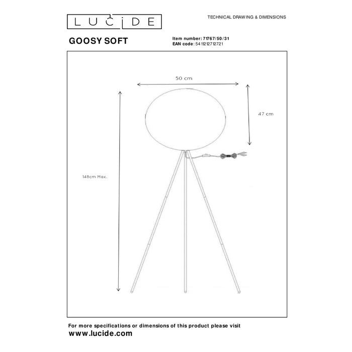 Lucide GOOSY SOFT Vloerlamp - Wit