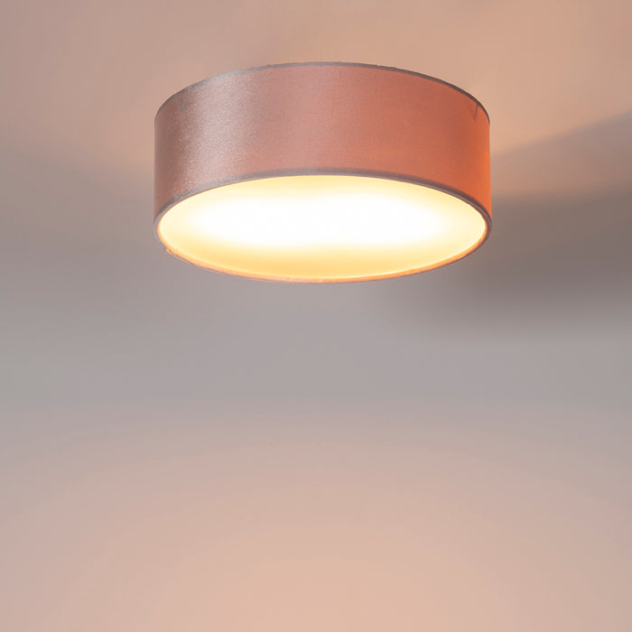 QAZQA Moderne plafondlamp roze 30 cm met gouden binnenkant - Drum