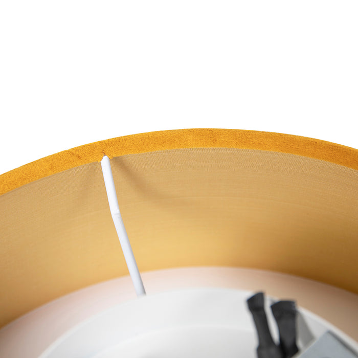 QAZQA Moderne plafondlamp oker 30 cm met gouden binnenkant - Drum