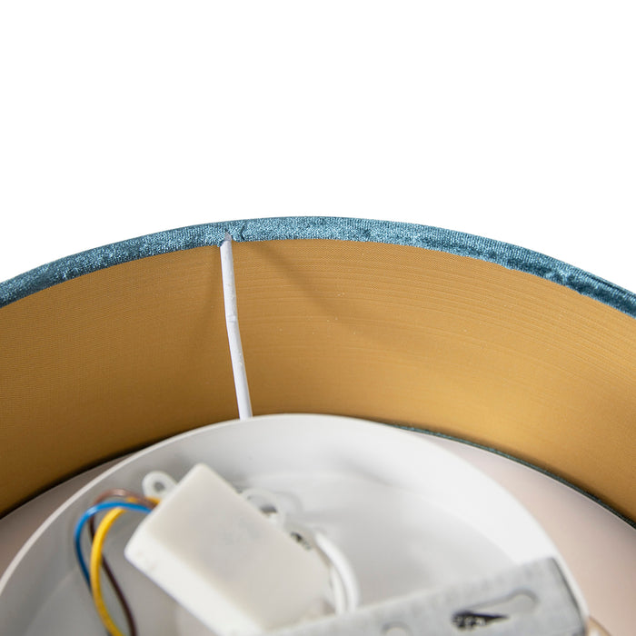 QAZQA Moderne plafondlamp blauw 30 cm met gouden binnenkant - Drum