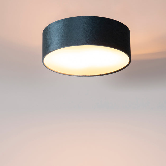 QAZQA Moderne plafondlamp blauw 30 cm met gouden binnenkant - Drum