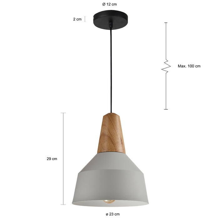 QUVIO Hanglamp rond grijs - QUV5067L-GREY