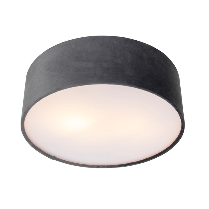 QAZQA Moderne plafondlamp grijs 30 cm met gouden binnenkant - Drum