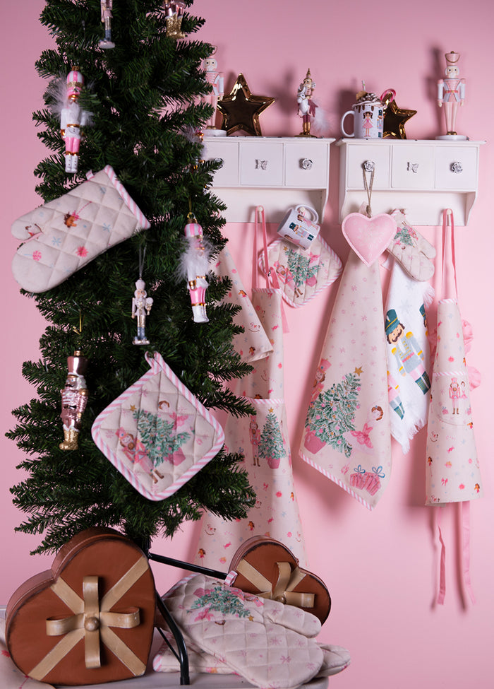 Clayre & Eef Pannenlap  20x20 cm Beige Roze Katoen Notenkraker Afgiet