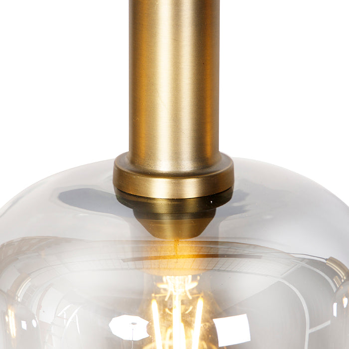 QAZQA Design hanglamp zwart met goud en smoke glas 4-lichts - Zuzanna