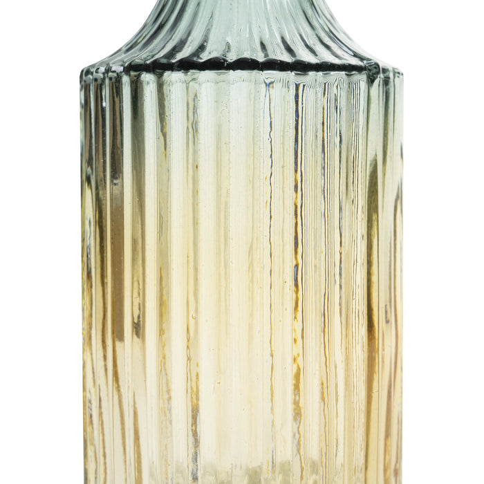 QUVIO Glazen vaas met patroon, geel|blauw - Hoogte 14,5 cm