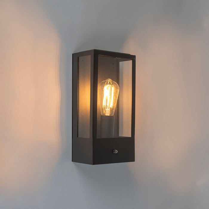 QAZQA Buiten wandlamp zwart met schemersensor - Rotterdam