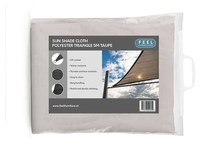 Feel Furniture - Schaduwdoek - Zonwering - Driehoek - 5 m - Taupé