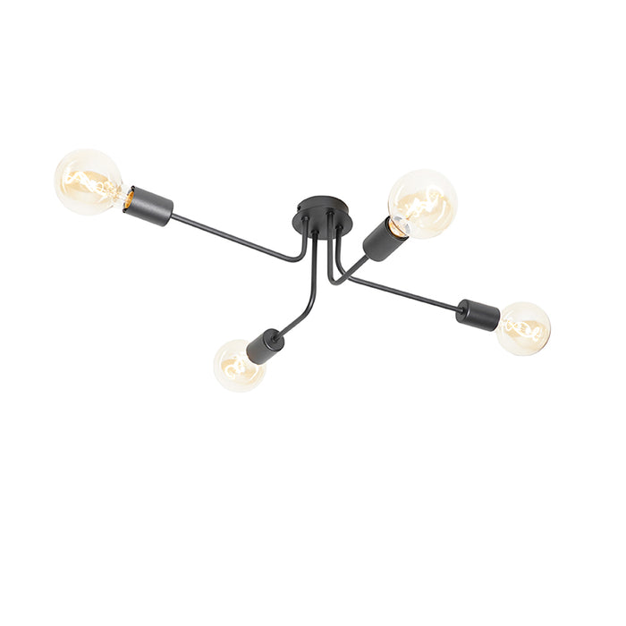 QAZQA Design plafondlamp zwart 4-lichts - Facile