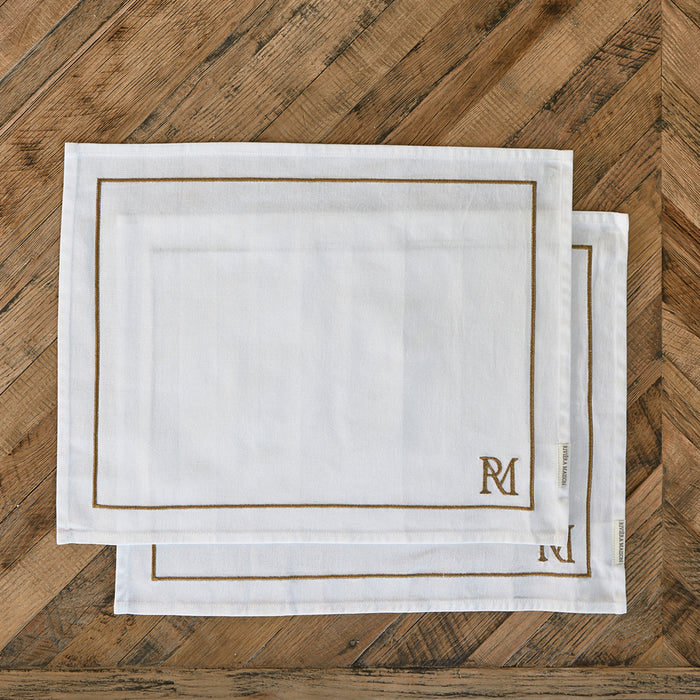 Riviera Maison Placemat Elegant Monogram Wit - 2 Stuks