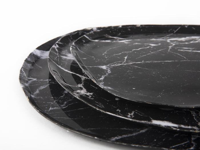present time - Dienblad Marble Look - Zwart - 34x30x1 cm