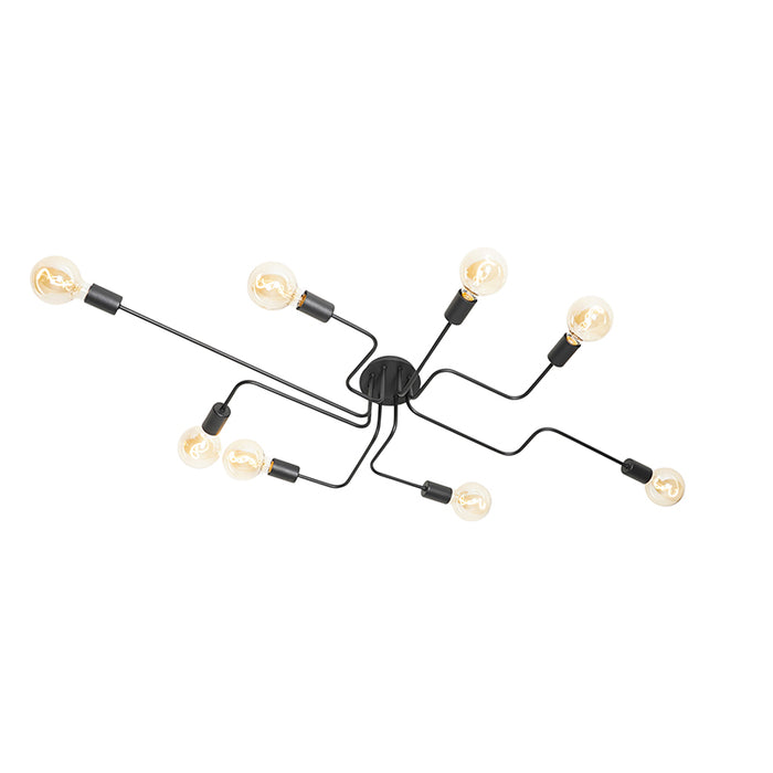QAZQA Design plafondlamp zwart 8-lichts - Facile