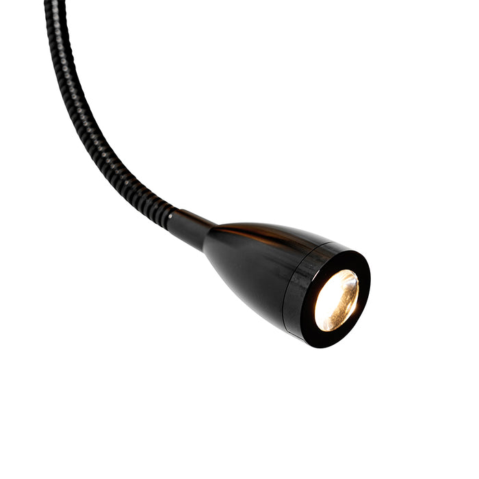 QAZQA Wandlamp zwart met flexarm en kap goud 15 cm - Brescia