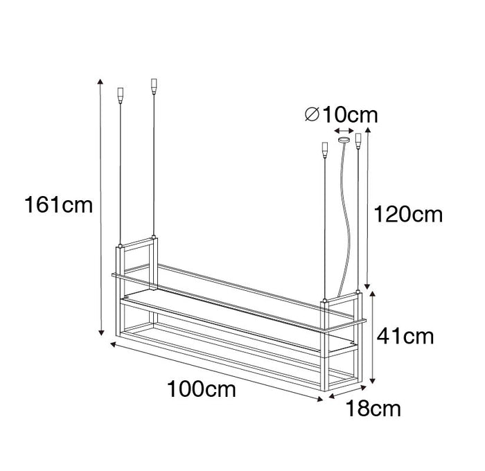QAZQA Industriële hanglamp zwart met 4-lichts rek - Cage Rack