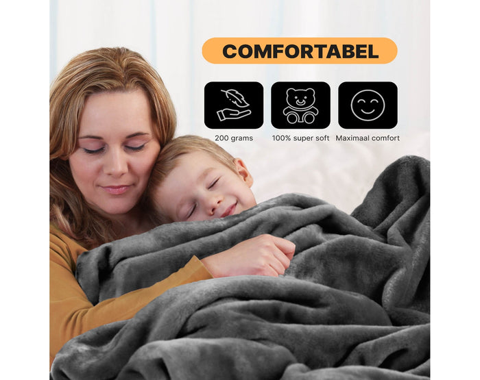 O'DADDY® Fleece deken met MOUWEN - plaid - 150x200 – supersoft - Grijs
