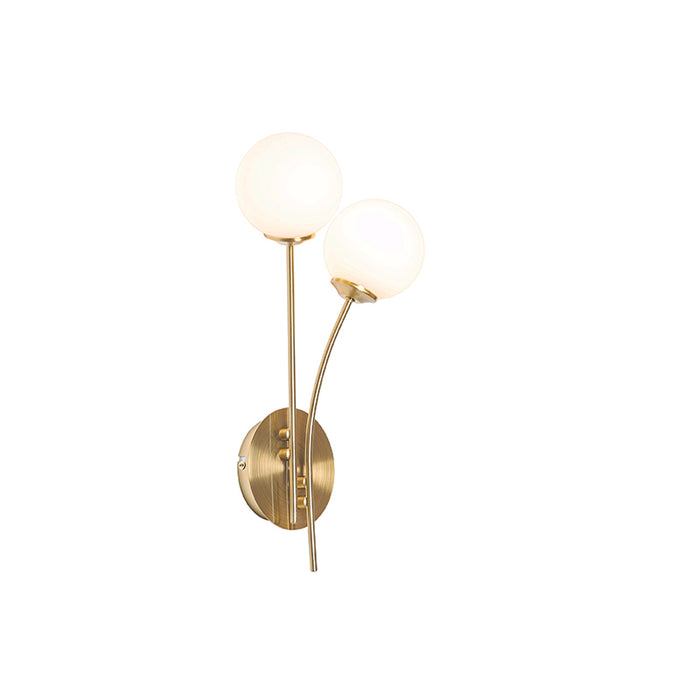 QAZQA Moderne wandlamp goud met opaal glas 2-lichts  - Athens