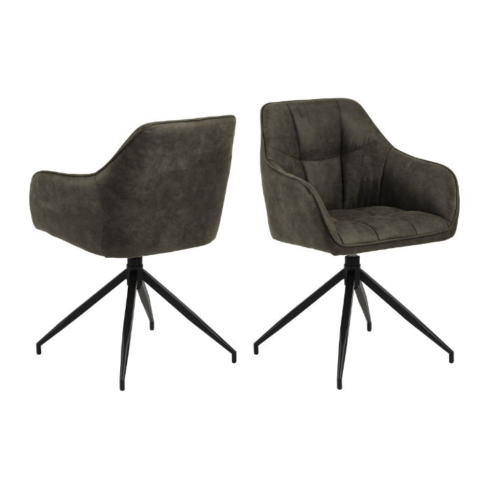 Rebellenclub Eetkamerstoel Nivala - Olijfgroen met mat zwart frame