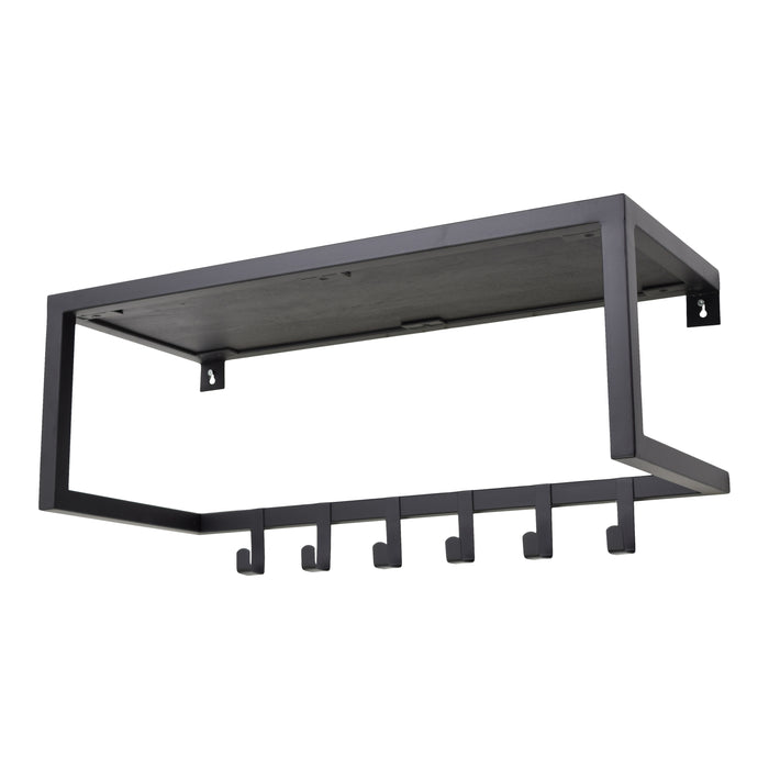 LOFT42 Woody Kapstok Zwart - Hoedenplank - Zwart Mangohout - Metaal