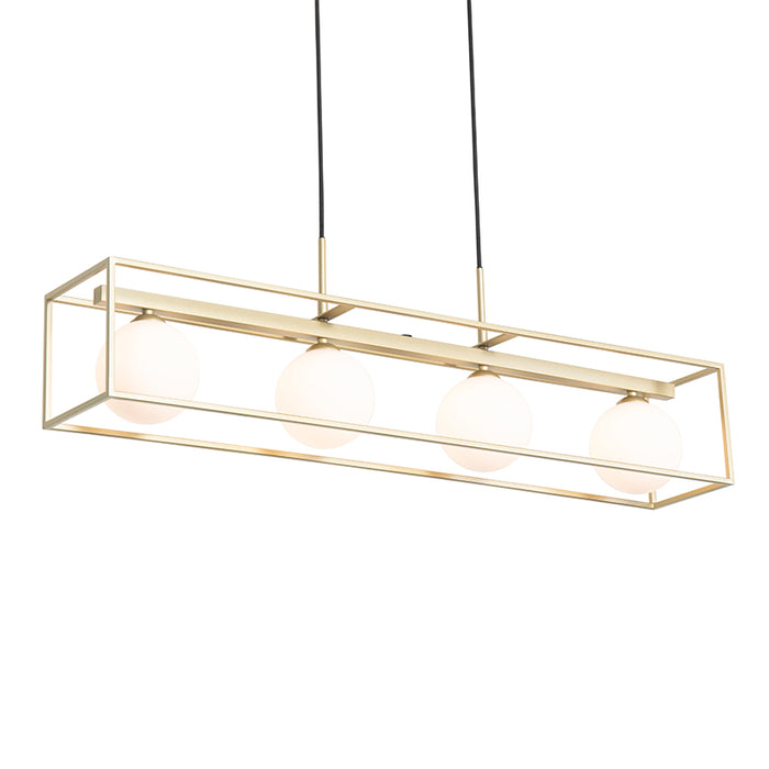 QAZQA Design hanglamp goud met wit glas 4-lichts - Aniek
