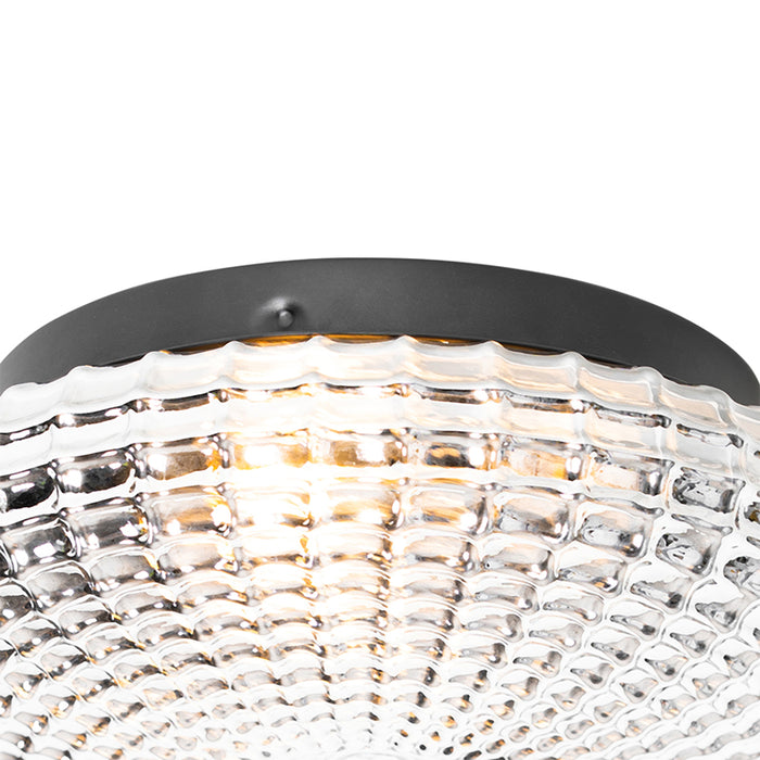 QAZQA Klassieke plafondlamp zwart met smoke glas 23 cm IP44 - Nohmi