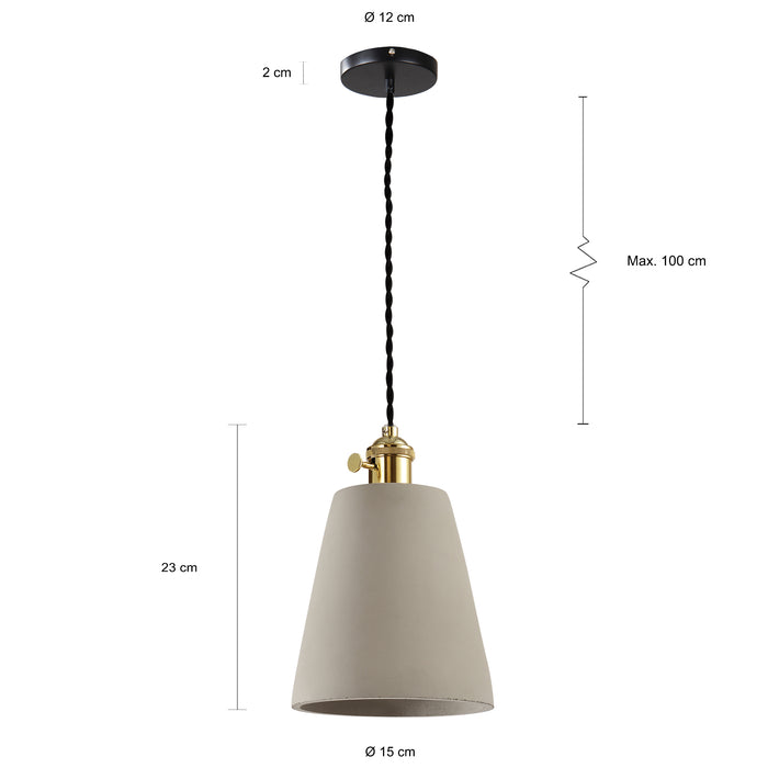 QUVIO Hanglamp beton langwerpig grijs - QUV5094L-GREY